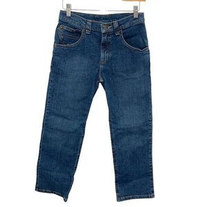 Wrangler‎ Boys Cotton Adjustable Waist Straight Leg Jeans Blue Size 10 Husky